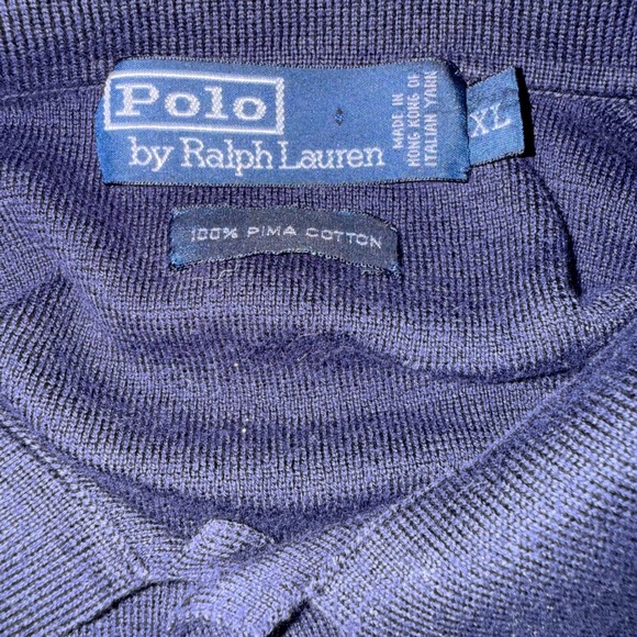 Polo Ralph Lauren Mens XL Navy 100% Pima Cotton Long Sleeve Polo Sweater Preppy - Picture 4 of 7